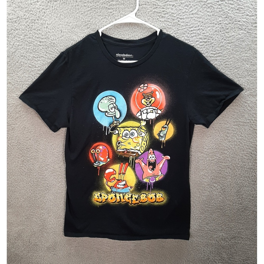 Spongebob Squarepants Shirt Adult Medium Black Adult Swim Cartoon Nickelodeon